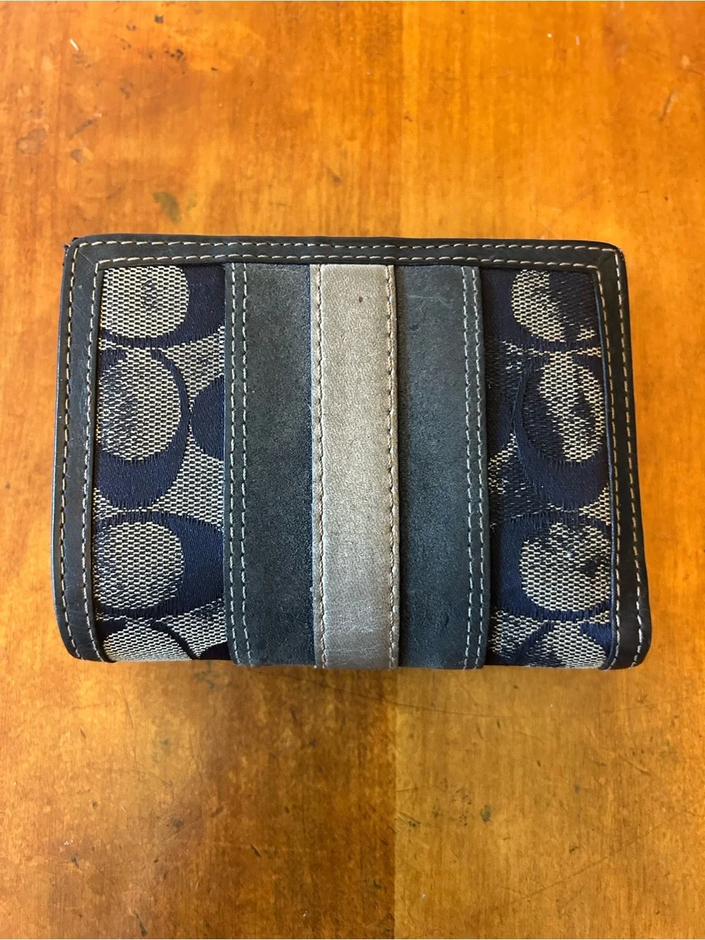 Coach Vintage Y2K Denim Signature Soho Boston Bag Wallet Blue Suede Leather 2186